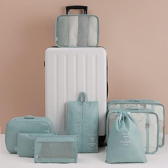 Lot De 10 Cubes De Rangement De Voyage - Sacs De Compression Étanches, Pour Valise, Organisation Vêtements, Chaussures, Cosmétiques