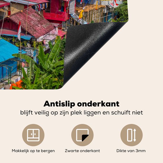 KitchenYeah® Inductie beschermer 77x51 cm - Yogyakarta - Huizen - Kleur - Kookplaataccessoires - Afdekplaat voor kookplaat - Inductiebeschermer - Inductiemat - Inductieplaat mat