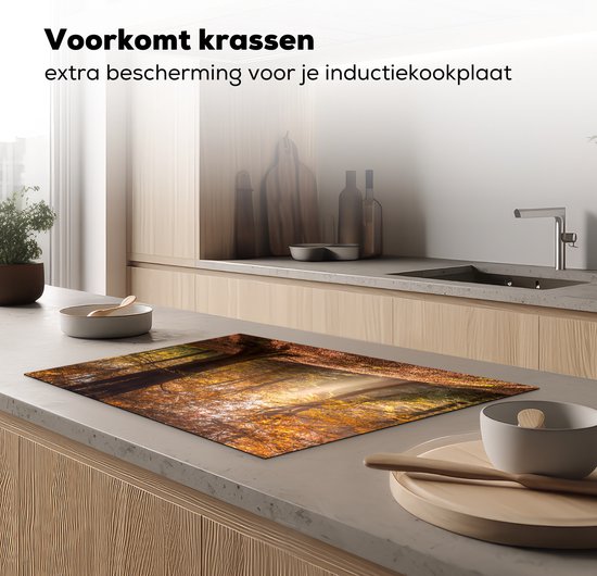 KitchenYeah® Inductie beschermer 78x52 cm - Herfst - Bos - Bomen - Kookplaataccessoires - Afdekplaat voor kookplaat - Inductiebeschermer - Inductiemat - Inductieplaat mat