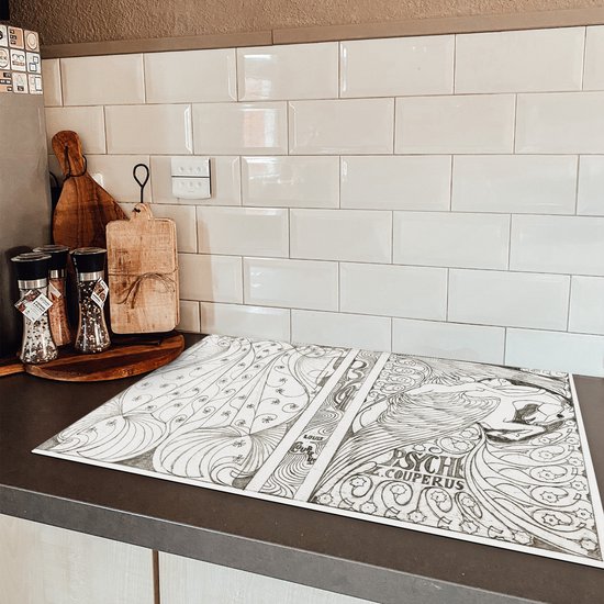 KitchenYeah® Inductie beschermer 78x52 cm - Cover Louis Couperus - schilderij van Jan Toorop - Kookplaataccessoires - Afdekplaat voor kookplaat - Inductiebeschermer - Inductiemat - Inductieplaat mat