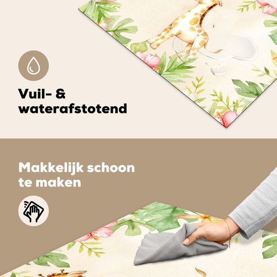 KitchenYeah® Inductie beschermer 80x52 cm - Giraffe - Aquarelverf - Bloemen - Jungle - Kookplaataccessoires - Afdekplaat voor kookplaat - Inductiebeschermer - Inductiemat - Inductieplaat mat