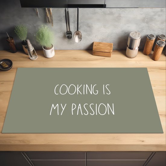 KitchenYeah® Inductie beschermer 91.2x52 cm - Quotes - Spreuken - Cooking is my passion - Keuken - Kookplaataccessoires - Afdekplaat voor kookplaat - Inductiebeschermer - Inductiemat - Inductieplaat mat