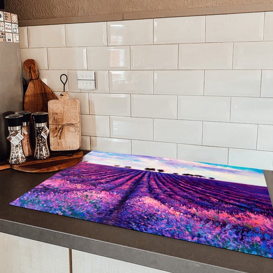 KitchenYeah® Inductie beschermer 81.2x52 cm - Olieverf - Schilderij - Bloemen - Kookplaataccessoires - Afdekplaat voor kookplaat - Inductiebeschermer - Inductiemat - Inductieplaat mat