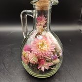 Carafe en Verres avec fleurs séchées | décoration | vase | fleurs séchées en bouteille | bouquet | arrangement de fleurs | intérieur | fleurs en verre | brillant | cadeau | fleurs séchées