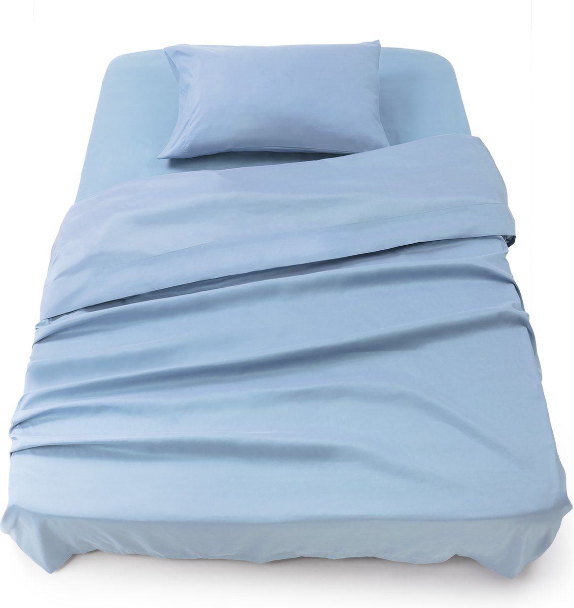 Blumtal 3-delige Set Bedlaken - Hoeslaken 90 x 190 x 30 cm - Laken 160 x 275 cm - 1 x Kussensloop 50 x 80 cm - Lichtblauw