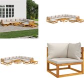 vidaXL 12-delige Loungeset met lichtgrijze kussens massief hout - Loungeset - Loungesets - Tuinset - Loungeset Tuin