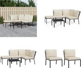 vidaXL 5-delige Loungeset met zandkleurige kussens staal - Loungeset - Loungesets - Tuinset - Loungeset Tuin