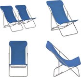 vidaXL Strandstoelen inklapbaar 2 st staal en oxford stof blauw - Strandstoel - Strandstoelen - Zwembadstoel - Zwembadstoelen