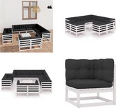 vidaXL 12-delige Loungeset met kussens massief grenenhout wit - Loungeset - Loungesets - Tuinsets - Tuinsets