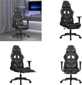 vidaXL Massage gamestoel met voetensteun kunstleer zwart en camouflage - Gamingstoel - Gamingstoelen - Televisiestoel - Racingstoel