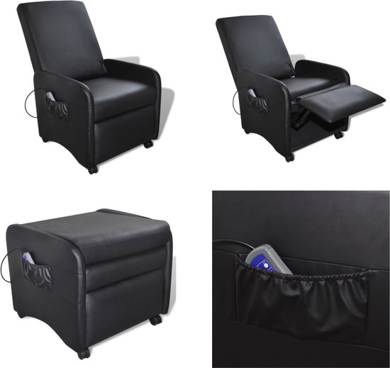 vidaXL Massagestoel kunstleer zwart - Massagestoel - Massagestoelen - Elektrische Massagestoelen - Massagestoelen & Relaxfauteuils