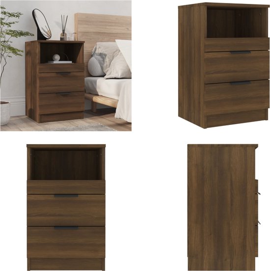 vidaXL Table de chevet Bois décoré Chêne marron - Table de chevet - Tables de chevet - Table de chevet en bois - Tables de chevet en bois