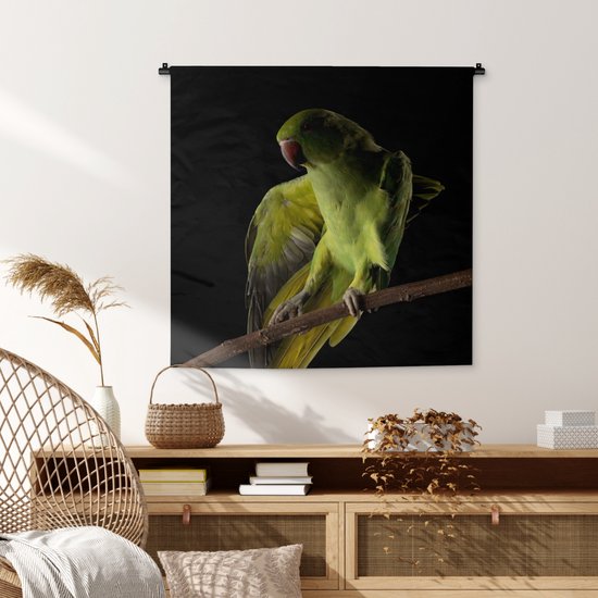 Tenture murale - Tissu mural - Perroquet - Vogel - Branche - 90x90 cm - Tapisserie murale