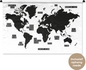 Wandkleed Eigen Wereldkaarten - Zwart wit wereldkaart Wandkleed katoen 120x80 cm - Wandtapijt met foto