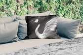 Buitenkussens - Tuin - Kraanvogel - Zwart - Wit - Vogel - Dieren - 50x30 cm