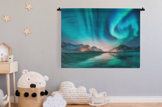 Tapisserie - Aurores boréales - Neige - Reflet - Norvège - 120x90 cm - Tapisserie