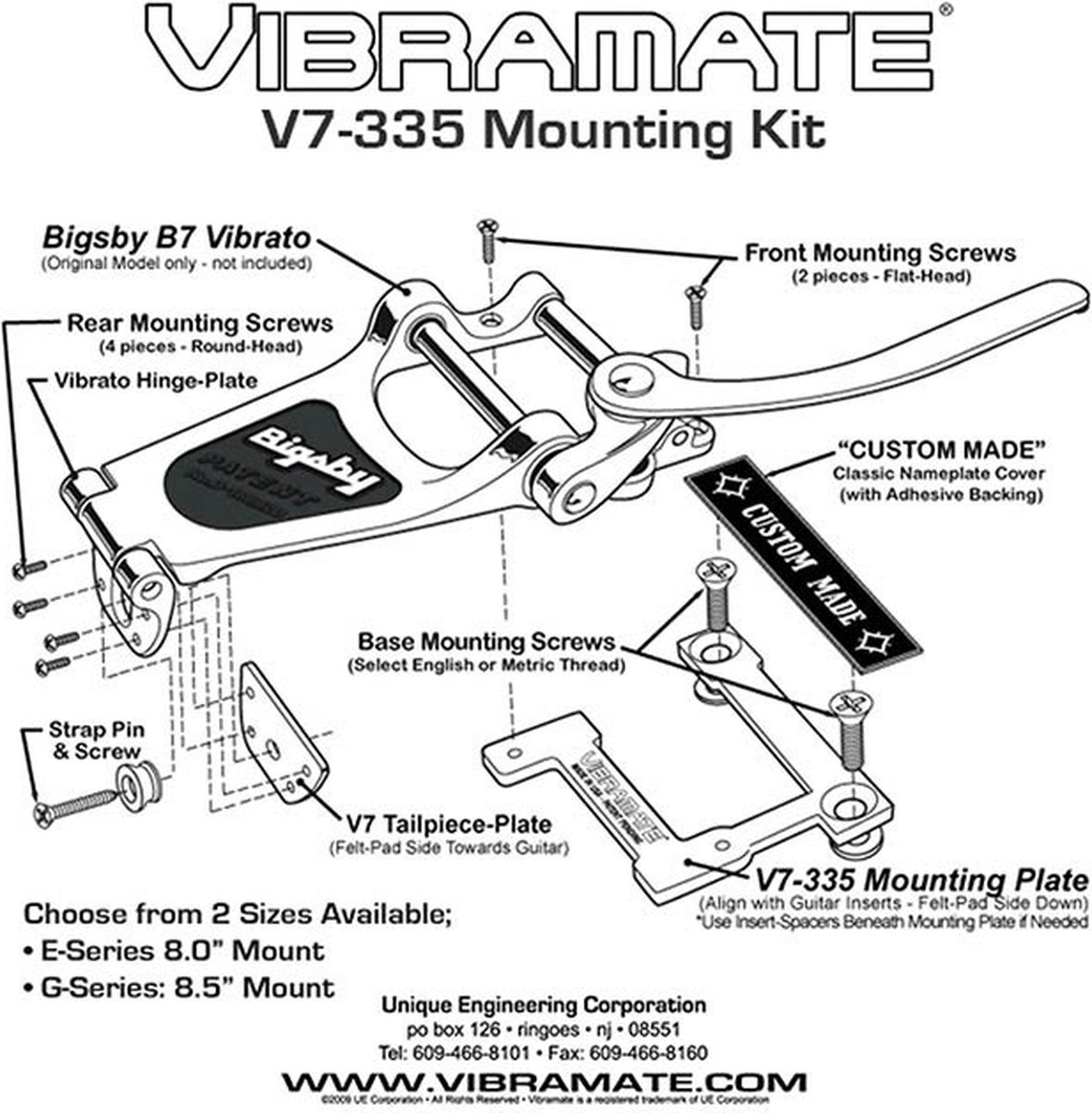 Allparts TP3772001 Vibramate Bigsby V7-335G voor Gibson ES-335 - Chroom