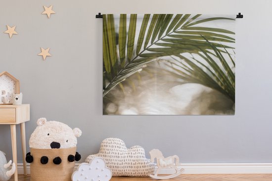 Tenture murale - Tissu mural - Palmier - Feuille de palmier - Soleil - Été - 120x90 cm - Tapisserie