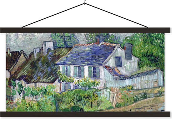 Porte-affiche avec affiche - Affiche scolaire - Maison à Auvers - Vincent van Gogh - 150x75 cm - Lattes noires