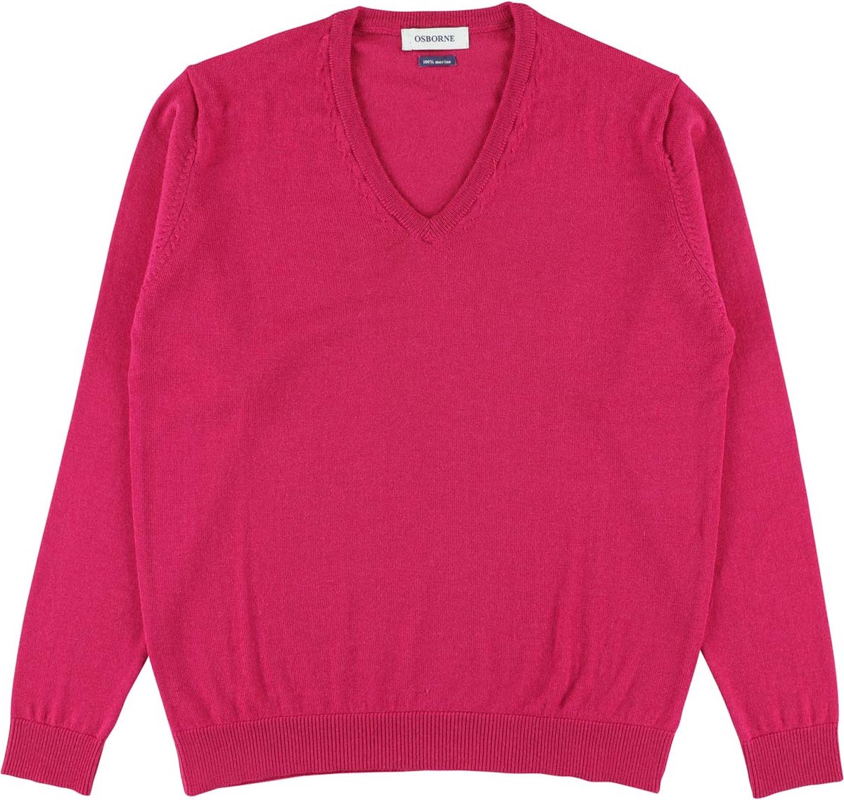 Osborne Knitwear Trui met V hals - Merino wol - Dames - Fuchsia - 2XL
