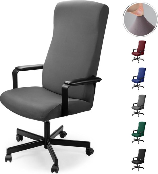 Bureaustoel Hoes, bureaustoel hoes, stoelhoezen, bureaustoel, overtrek, moderne stoelhoes, fauteuil hoes, elastisch, wasbaar, set voor bureaustoel, computer, bureaustoel (geen stoel) (grijs, L)