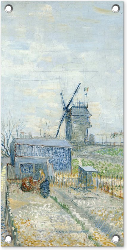 Tuinposter Montmartre: molens en moestuinen - Vincent van Gogh - 30x60 cm - Tuindoek - Buitenposter