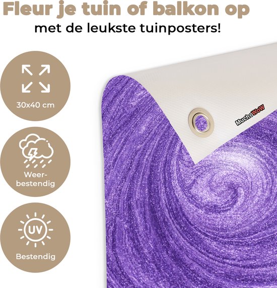 Tuinposter 30x40 cm - Tuindecoratie Paars - Abstract - Design - Poster voor in de tuin - Buiten decoratie - Schutting tuinschilderij - Tuindoek muurdecoratie - Wanddecoratie balkondoek