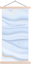 Posterhanger incl. Poster 40x80 cm - Schoolplaat - Marmer - Golf - Blauw - Patronen - Marmerlook - Pastel - Textielposter - Blanke latten