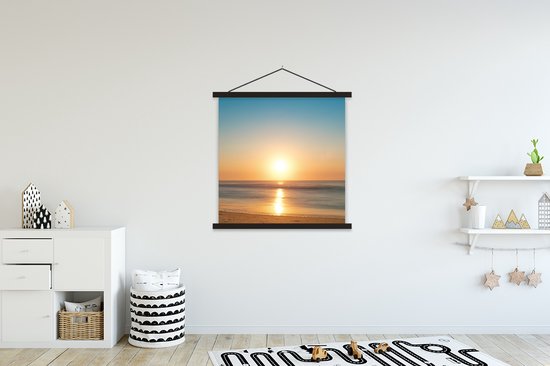 Porte-affiche avec affiche 90x90 cm - Affiche scolaire - Mer - Couleurs - Soleil - Affiche textile - Lattes noires