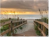 Tuinposter - Tuindoek - Tuinposters buiten - Strand - Zee - Duin - Pad - 120x90 cm - Tuin