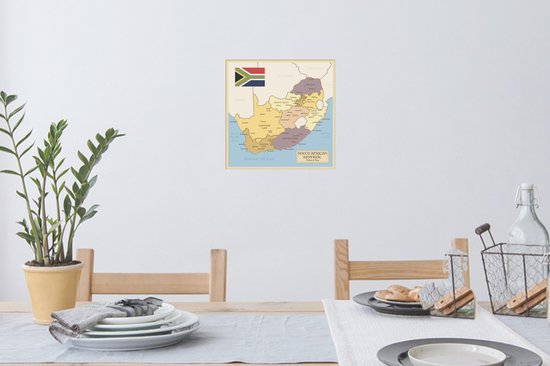 Muursticker Illustration Afrique du Sud - Illustration de Afrique du Sud sur une carte ancienne - 30x30 cm - film adhésif autocollant - sticker mural repositionnable