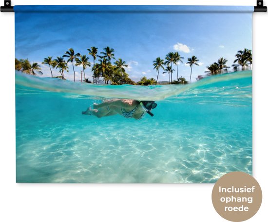 Wandkleed - Wanddoek - Zee - Snorkel - Hawaii - 60x45 cm - Wandtapijt