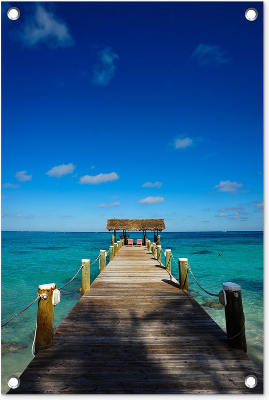 Tuindecoratie Steiger op de Bahamas - 40x60 cm - Tuinposter - Tuindoek - Buitenposter