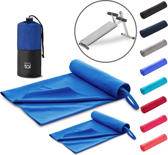 Foto: Blumtal fitness handdoek set van 2 microvezel sporthanddoek gym 180 x 90 cm 80 x 40 cm sporthanddoek 2 stuks koningsblauw