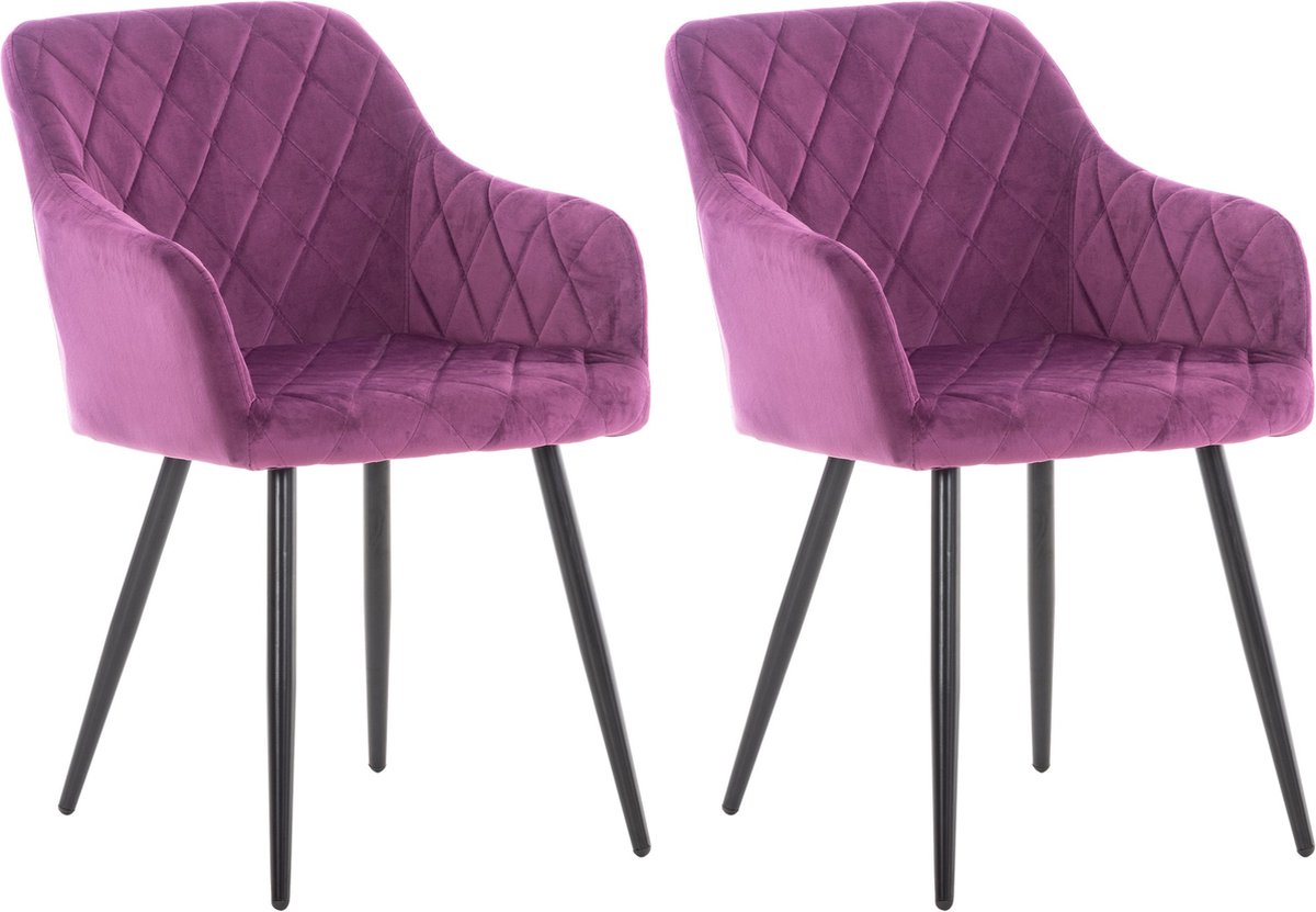 CLP Shila Set van 2 eetkamerstoelen - purper Fluweel