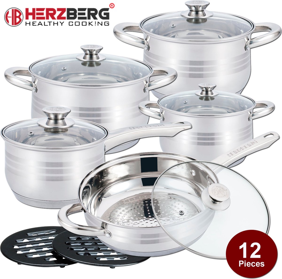 Herzberg Cooking Herzberg 12-Delige Roestvrijstalen Kookgerei