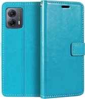 Portemonnee Bookcase Hoesje Geschikt voor: Motorola Moto G53 - Turquoise