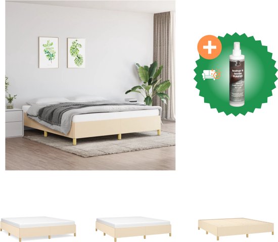 vidaXL Bedframe stof crèmekleurig 180x200 cm - Bed - Inclusief Reiniger