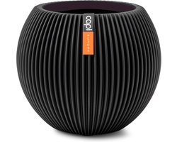 foto van Capi Europe - Vaas bol Groove Black & Gold - 30x25 - Zwart - Opening Ø21.5 - Bloempot voor binnen - 5 jaar garantie - BGVBL104
