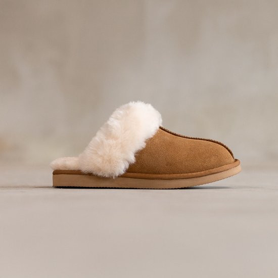 Schapenvacht slippers Lumi - Lamsvacht instap pantoffels - Camel - Maat 38