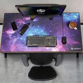 Oversize XXXL Mouspad Gaming (48 cm x 24 cm) - Voor thuiskantoor, verlengde tafelmuismat met glad trackingoppervlak en antislip rubberen grip - Galaxy