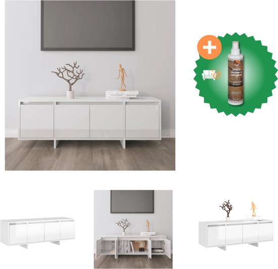 vidaXL Tv-meubel 120x30x40-5 cm spaanplaat hoogglans wit - Kast - Inclusief Houtreiniger en verfrisser