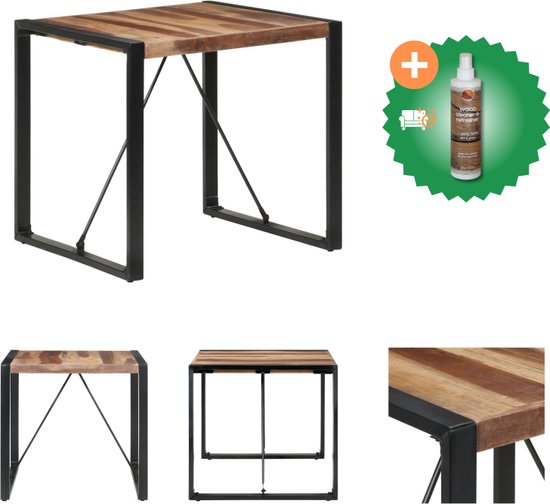 vidaXL Eettafel 80x80x75 cm bewerkt hout oud houtkleurig