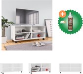 vidaXL Tv-meubel met wieltjes 90x35x35 cm bewerkt hout wit - Kast - Inclusief Houtreiniger en verfrisser
