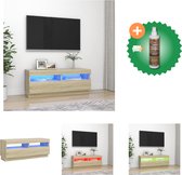 vidaXL Tv-meubel met LED-verlichting 100x35x40 cm sonoma eikenkleurig - Kast - Inclusief Houtreiniger en verfrisser