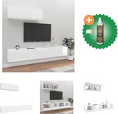 vidaXL 3-delige Tv-meubelset bewerkt hout hoogglans wit - Kast - Inclusief Houtreiniger en verfrisser