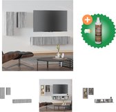 vidaXL 4-delige Tv-meubelset bewerkt hout grijs sonoma eikenkleurig - Kast - Inclusief Houtreiniger en verfrisser