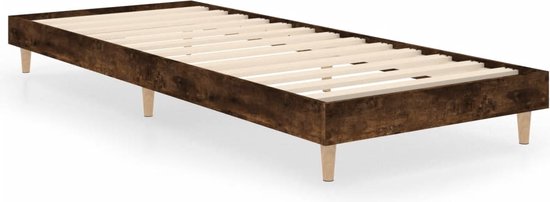 vidaXL - Bedframe - bewerkt - hout - gerookt - eikenkleurig - 75x190 - cm