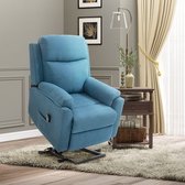 Elektrische ontspannen leunstoel tv-fauteuil stoel voor senior tv-fauteuil met slaapfunctie liegen functie linnen touch blauw 83 x 89 x 102 cm