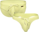 Sukrew Torrent Bulge Enhancing Swim 1 x Brief + 1 x Thong Multipack - Lemon Sorbet - Size XS